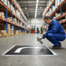 Professional Curved Direction Arrow Stencil for Outdoor Pedestrian Guidance - Durable Plastic for Repeated Use