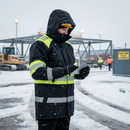 Premium Hi-Vis Winter Parka with Detachable Hood, Windproof and Waterproof Design for Enhanced Comfort and Mobility