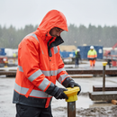 Premium High-Performance Hi-Vis Rain Jacket with Breathable Ventilation and Adjustable Features for Work Assignments