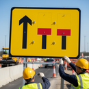 Professional Three-Lane Wicket Lane Closure Sign with 3mm Plastic Backing and Blanking Plates for Road Safety
