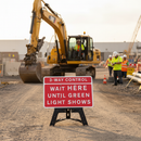 Premium 3/4 Way Control Traffic Sign - Wait Here Until Green Light Shows, 1050x750mm with Reflective Face and Durable Frame