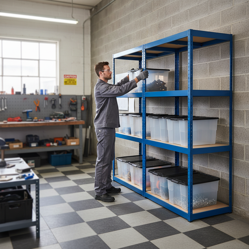 Premium Shelving Units with 8x 24L Plastic Storage Boxes - 1600mm High