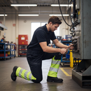 Premium ARC Flash & Fire Retardant Bib & Brace with Kneepad Pockets - Dark Navy/Hi-Vis Yellow