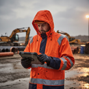 Premium High-Visibility Waterproof Rain Jacket with Adjustable Features and Certified Protection Standards