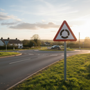 Premium Roundabout Ahead Warning Sign - 600mm Size for Road Safety, Compliant with Traffic Guidelines