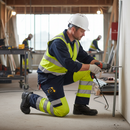 Premium High-Performance Cargo Trouser in Yellow/Navy with ISO 20471 Class 1 Certification and Regular Leg Length