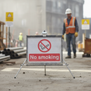 Premium Roll-Up No Smoking Sign - Collapsible, Durable PVC with Galvanised Steel Frame, 600x450mm for On-Site Use
