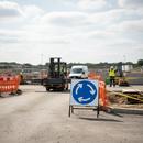 Premium Keep Left Metal Road Sign - Chapter 8 Compliant Mini Roundabout Sign in 750mm Square Size with Retroreflective Face