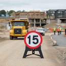 Premium 15mph QuickFit Sign with RA1 Reflective Face and Durable Frame for Construction Sites