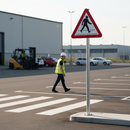 Premium Post Mounted Pedestrian Crossing Sign - Durable, Reflective, and Easy to Install in Two Sizes for Enhanced Road Safety