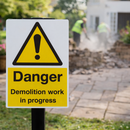 Danger Demolition Work Sign – 1mm Rigid Plastic – Indoor/Outdoor Use