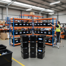 4x Heavy Duty Shelving - 1800mm High - Blue & Orange with 12x 62L Plastic Storage Boxes