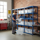 Heavy Duty 3x Shelving Units - 1800mm High - Blue with 8x 33.5L Storage Boxes