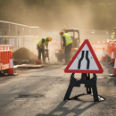 Premium Road Narrows Both Sign - High-Performance Easy Change System, 750mm Diameter for Safety