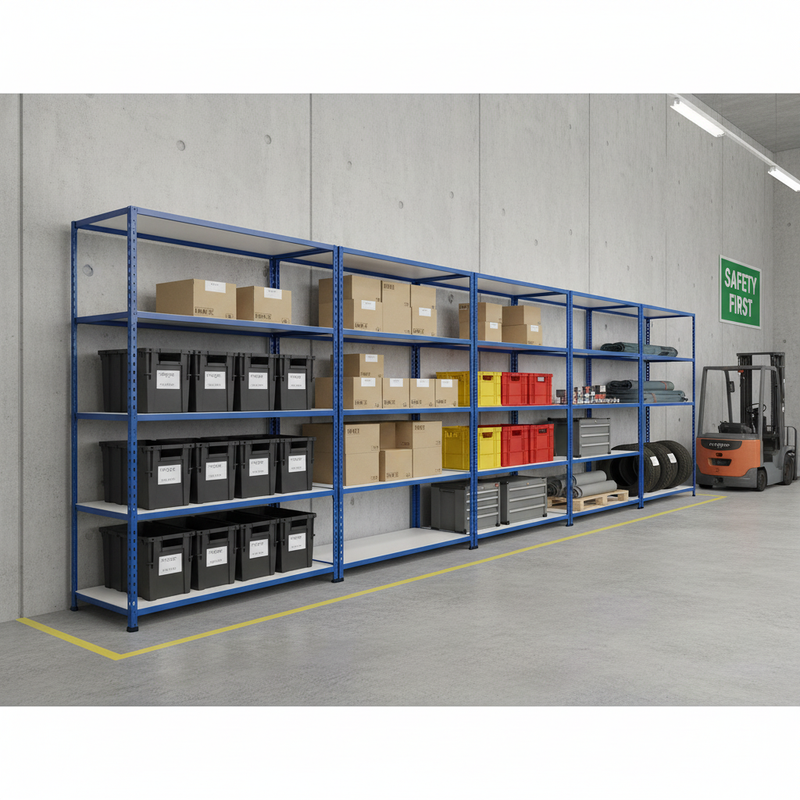 Heavy Duty Industrial Shelving - 1830mm High - 200kg Capacity - Melamine - Blue