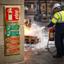 Foam Spray Extinguisher Identification Sign – 75mm x 200mm – Polished Brass – Commercial Use