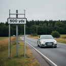 Professional 500 Yards Quick Fit Sign - 572mm Plastic with Colour Choice for Road Work Warnings, 725x275mm