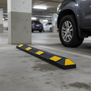 Premium 1800mm Rubber Parking Wheel Stop with Reflective Tape and Heavy Duty Fixings for EV Charging Bays
