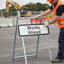 Premium Mobile Works Sign Quick Fit - 700mm Diameter, 725x275mm Supplementary Plate for Road Safety