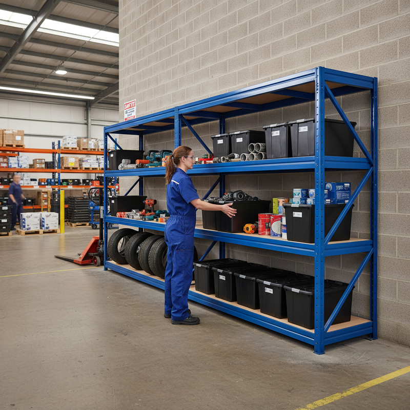 3x Premium Heavy Duty Shelving - 1770mm High with 12x 62L Plastic Storage Boxes