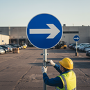Premium Post Mounted One Way Traffic Sign - Round Diagram 606 for Clear Directional Guidance in Complex Junctions