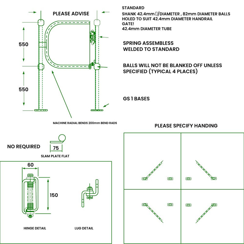 Half-Height Self-Closing Safety Gate – Spring-Loaded, Industrial Use