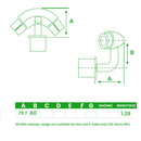 DDA Handrail Elbow – 90° Expanding Corner, 42.4mm