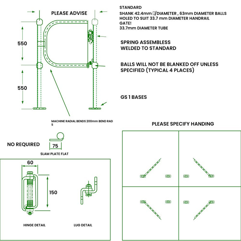 Half-Height Self-Closing Safety Gate – Spring-Loaded, Industrial Use