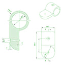 GRP Universal 3 Way Connector – Yellow, Adjustable for 50mm Handrail Tube