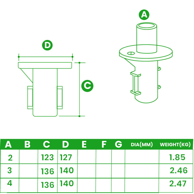 Ground Socket – Removable Upright Base for 33.7mm to 48.3mm Tube