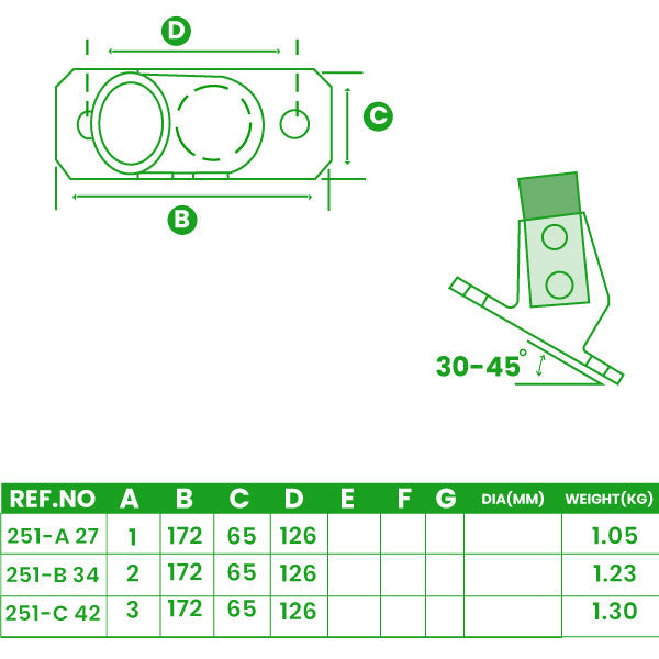 Slope Base Flange – Angle Base for 30°–45° Uprights, 33.7mm to 48.3mm Tube