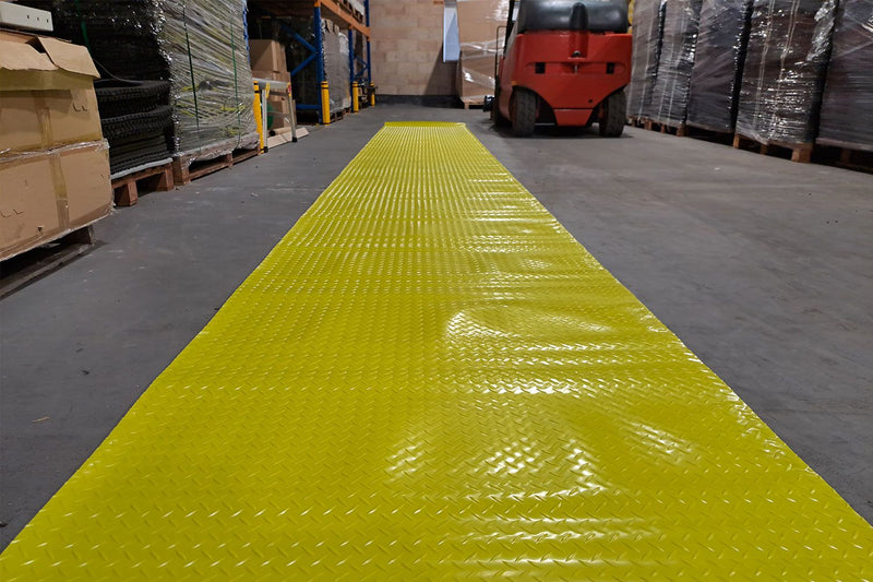 Heavy Duty Non Slip Yellow Walkway Chequer Pattern Mat 10m