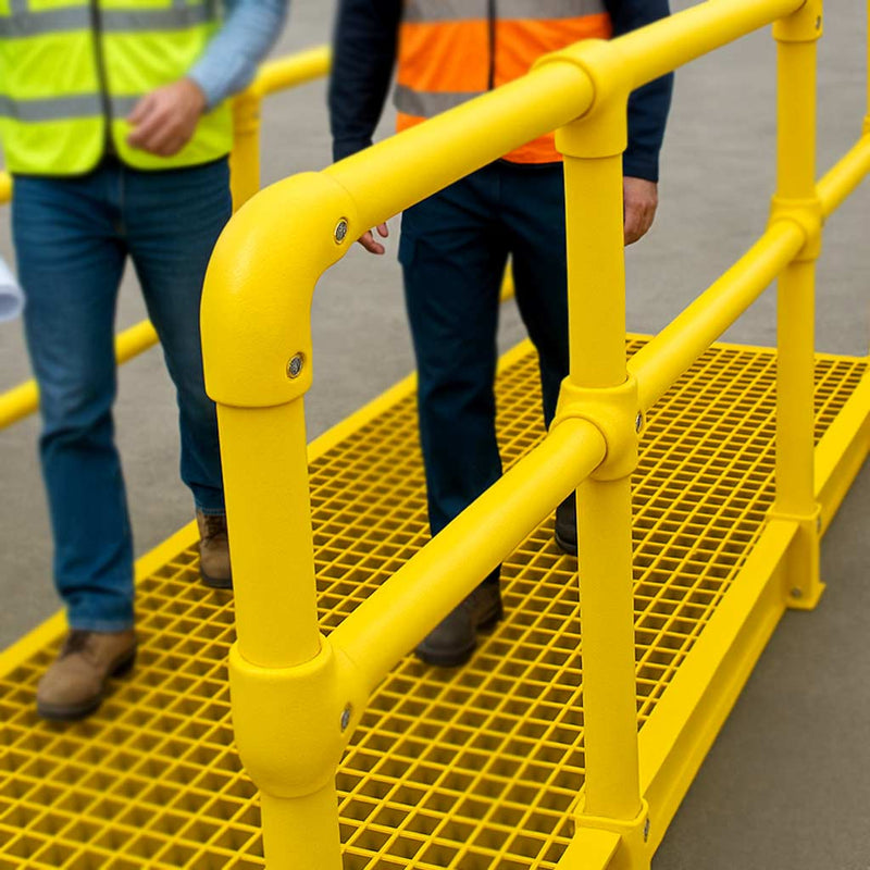 GRP 90° Elbow Connector – Yellow Clamp for 50mm Handrail Tube