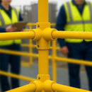 GRP 4 Way Corner – Yellow Clamp for 50mm Handrail Tube