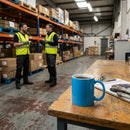 Straight-Sided Mugs – Blue – 340ml Porcelain – Hospitality & Office Use