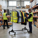 Garment Rail – Black & Chrome – Steel | 25 Hangers | Commercial – Indoor