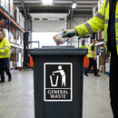 General Waste Bin Label – Slim – Black Adhesive – Commercial & Workplace Use