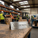No Smoking Table Sign – Stainless Steel – Durable Material | Indoor Use – Commercial