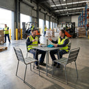 Steel Side Chairs – Grey – Slatted Steel | Durable | Commercial Grade – Indoor/Outdoor