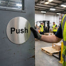Stainless Steel Door Sign – Push – Durable Stainless Steel | 1.5mm Thickness | Commercial – Indoor