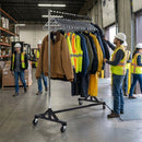 Garment Rail – Black & Chrome – Metal | 20 Hangers Included | Commercial – Indoor