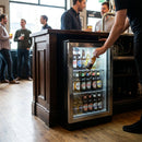 Upright Back Bar Cooler – Black & Steel – Hinged Door, Digital Temperature, Low Maintenance – Commercial Bar Use