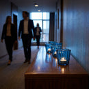 Ribbed Nightlight Candle Holders – Blue – Glass, Dishwasher Safe – Events & Table Decor