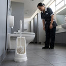 Round Toilet Brush & Holder – White – Durable Nylon Bristles & Plastic – Washroom & Restroom Cleaning