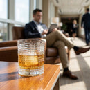 Double Old Fashioned Glasses – 350ml – Lead-Free Crystal, Plaid Design – Commercial & Home Barware
