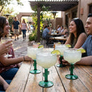 Margarita Glasses – 360ml/12oz – Green Cactus Stem – Novelty Durability – Bar & Home Use