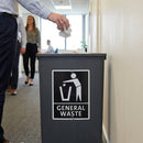 General Waste Bin Label – Slim – Black Adhesive – Commercial & Workplace Use