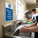 Wash Hands Before Handling Food Sign – Highly Visible – Catering & Kitchen Safety