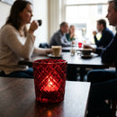 Glass Criss Cross Nightlight Holders – Red – Cut-Glass Design – Tabletop Decor