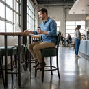 Bar Chair – Dark Walnut – Bison Cedar Vinyl | Commercial Grade – Indoor